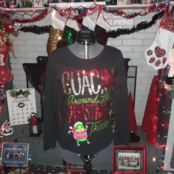 Christmas Justice Guacin Around The Christmas Tree Sequin Top - Size: 14/16 - Picture 5 of 9